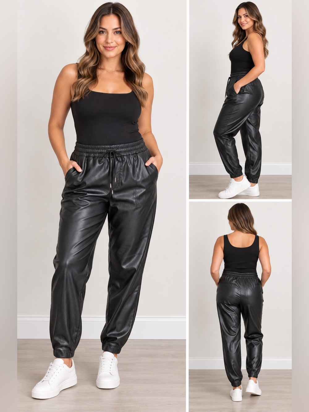 Max Studio Faux Leather Jogger Pants | Black | XL